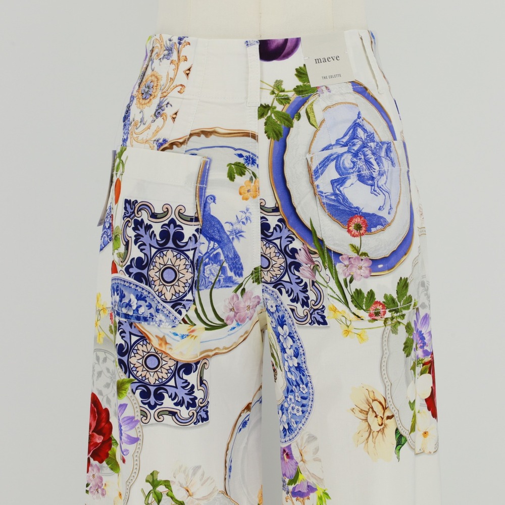 Maeve Anthropologie The Colette Crop Wide Leg Pants Size 26 Magic Fabric Artsy - Picture 6 of 10